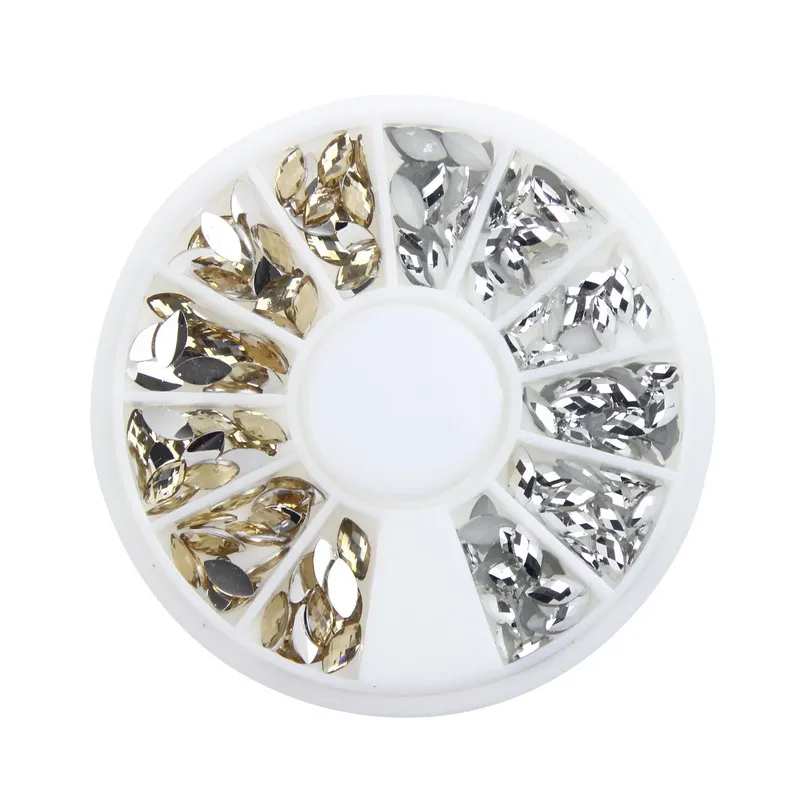 

New Gold Silver Plated Resin AB Rhinestone Horse Eyes Nail Wheel Women Manicure Tools Nail Art Decorations Wholesale WY438