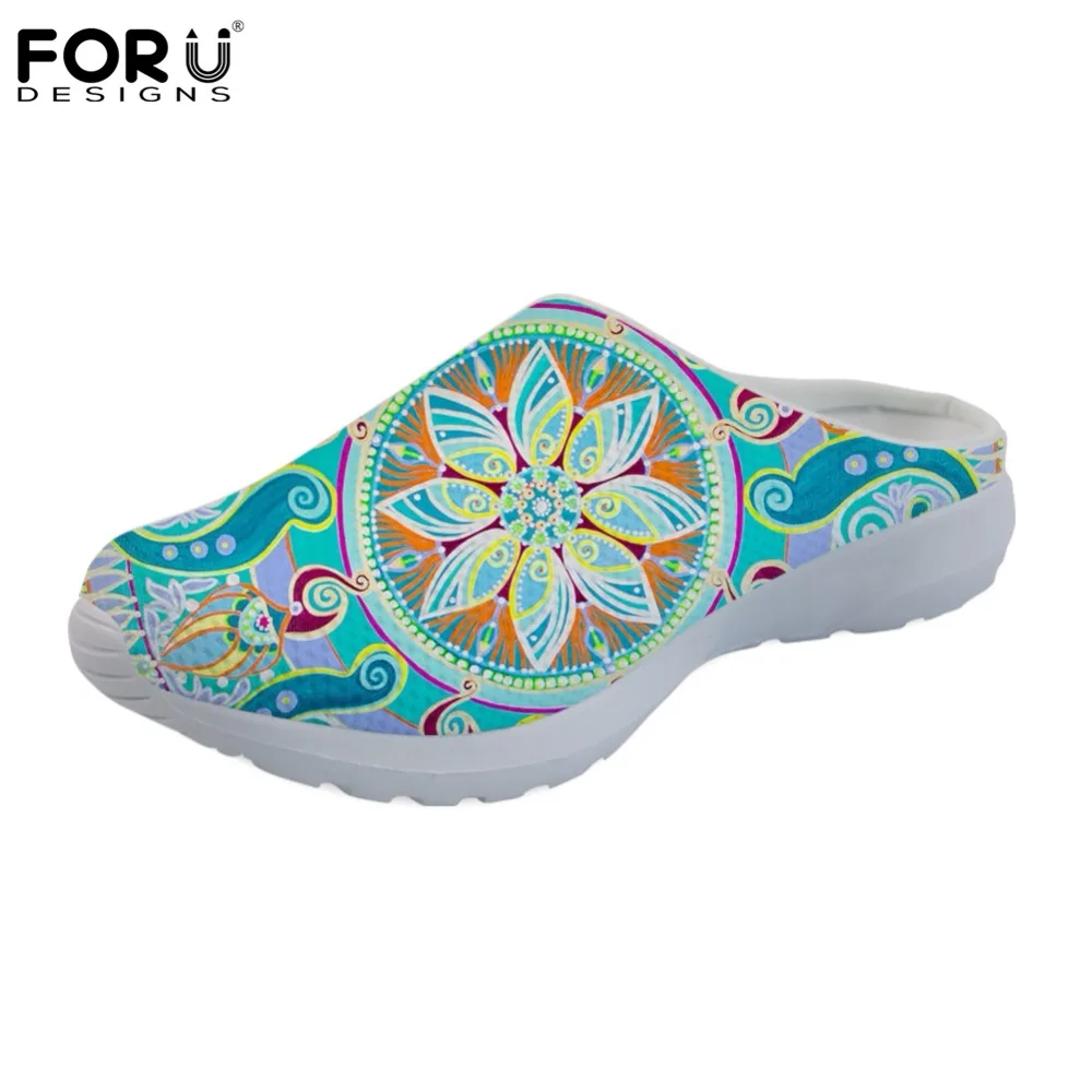 

FORUDESIGNS Indian Mandala Floral Fashion Women Sandals Woman Flats Slip-on Casual Home Women's Slippers Women Summer Beach 2018