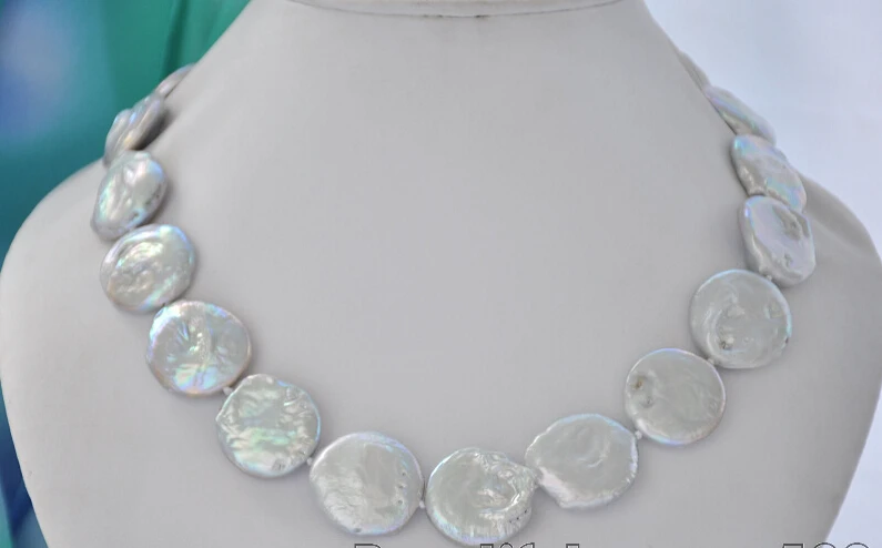 

z6810 22mm gray coin freshwater pearl necklace bowknot clasp 18inch