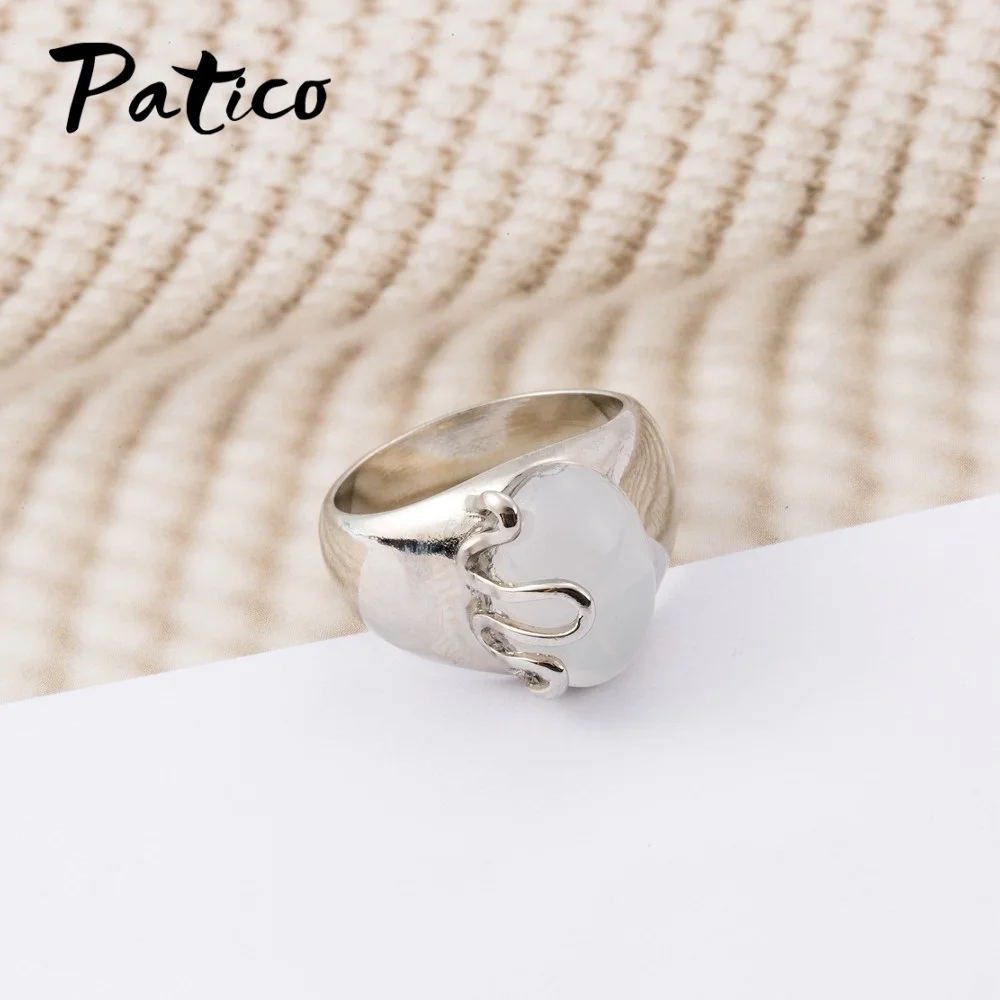 Большая белая Цвет Опаловый камень в форме овала кольца из стерлингового серебра 925 Модные украшения для Для женщин вечерние подарок