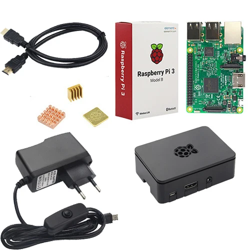 Raspberry Pi 3 Модель B комплект 5V2. 5A питание с коммутатором + 16G SD карты + ABS чехол Вентилятор охлаждения теплоотвод HDMI кабель 5MP камера