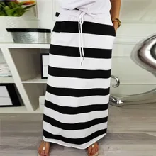 Женская юбка модная Женская эластичная плиссированная сексуальная юбка с высокой талией полосатая Высокая талия Макси Длинная юбка для девочек с кружевом Jupe Femm FD