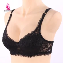 QueenMaker Lady Ultrathin sexy Lace Bra Underwire 3/4 Cup Brassiere women Underwear 34/36/38/40 B Cup For Freeshipping WB001