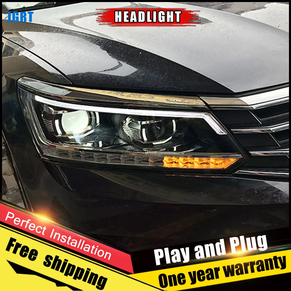 

2PCS Car Style LED headlights for vw Passat 2011-2017 for Passat head lamp LED DRL Lens Double Beam H7 HID Xenon bi xenon lens