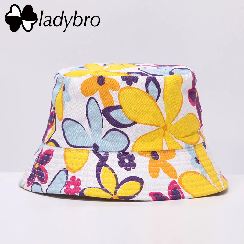 Ladybro الخريف المرأة قبعة الرجال قبعة بحافة شقة أعلى سيدة قبعة الشمس الذكور الزهور كاب الإناث الصيف قبعة بتصميم هيب هوب بوب الفاتحة فام