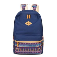 Ecoparty winner marke frauen geometrische rucksack tasche leinwand schultasche für jugendliche mädchen rucksack floral druck packbacks