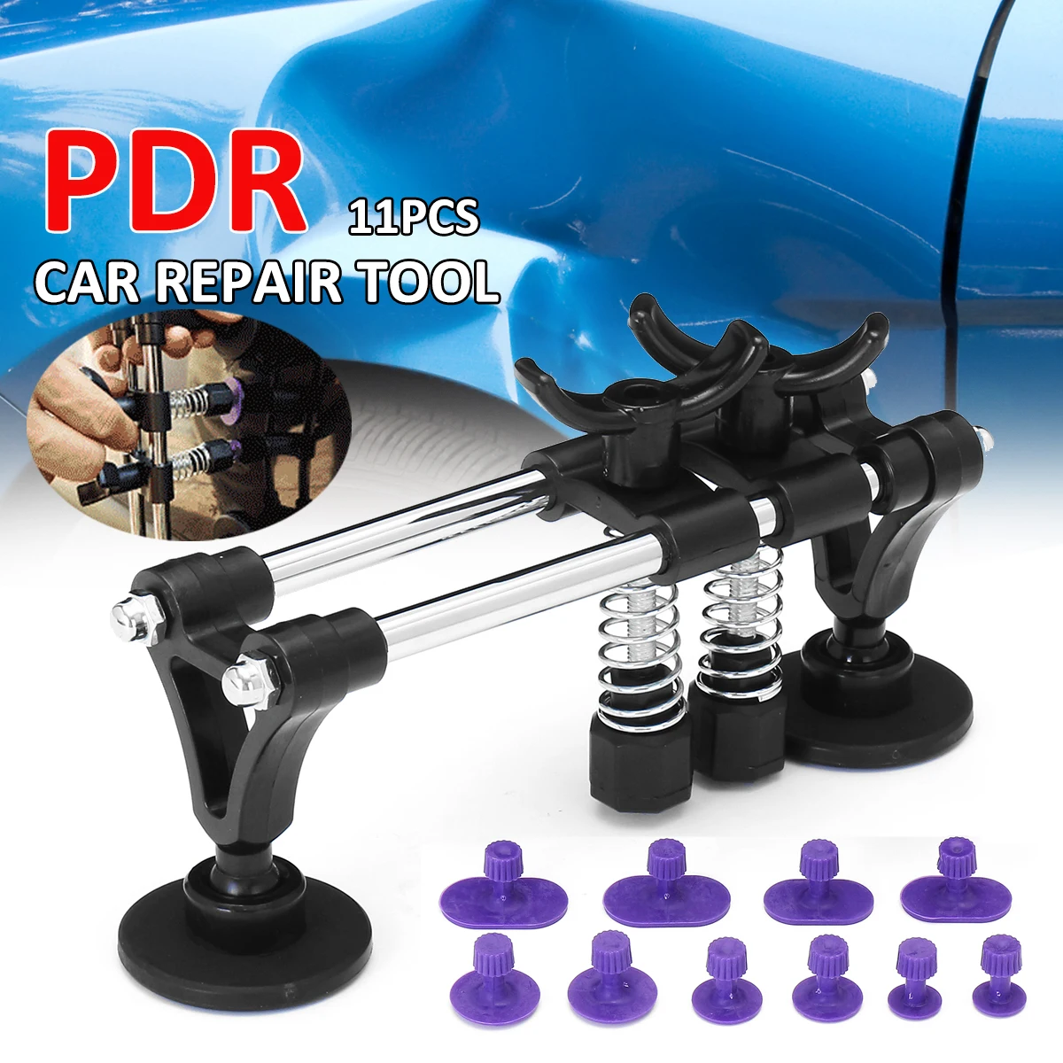 

11pcs Car Dent Removal Paintless Dent Repair Auto Tool Puller Bridge Auto Body Panel Lifter Straightening Dents Tool Kit