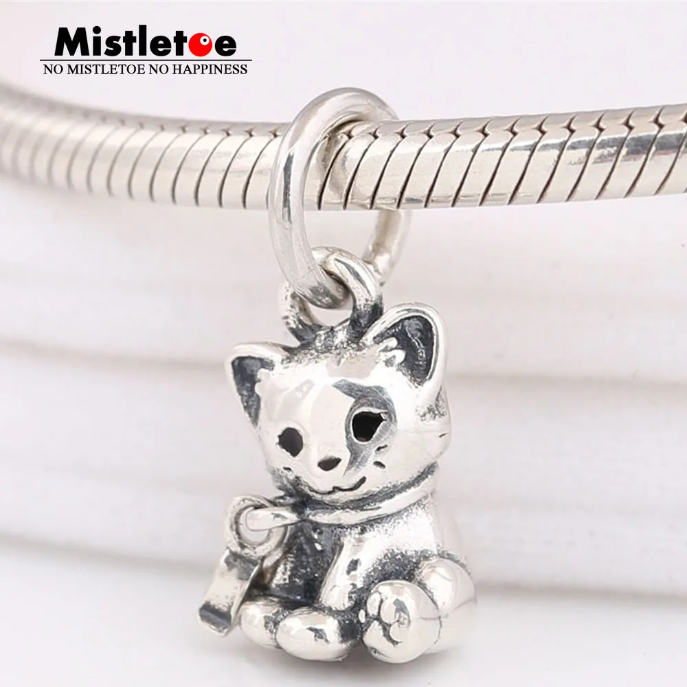 

Mistletoe 925 Sterling Silver Sweet Cat Dangle Charm European Jewelry