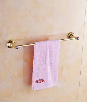 

Luxury Pink Crystal Towel Rack Solid Brass Single Towel Holder Polished Towel Bar 23 inch Towel Rack Wall Mounted
