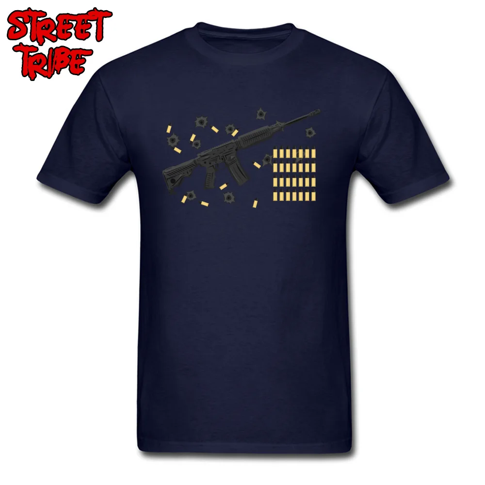 firearm bullet machine gun shot Tops T Shirt Father Day O Neck Cotton Fabric Mens T Shirts Design Clothing Shirt Fashionable firearm bullet machine gun shot navy