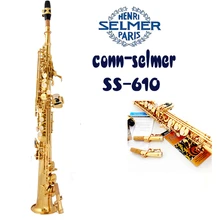 SELMER SS-610 Stright Soprano Saxophone Of B flat Professional Gold plated sax And mouthpiece Top musical instruments