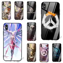 Тонкий чехол для телефона из закаленного стекла Overwatch mercy для iPhone 5 Чехол XR X 7 8 Plus 6 6S 5S SE Xs Max силиконовый