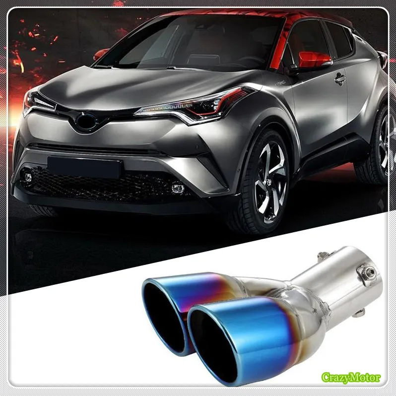 Для Toyota C HR 2016 2019 внешний задний глушитель из нержавеющей стали синего цвета с