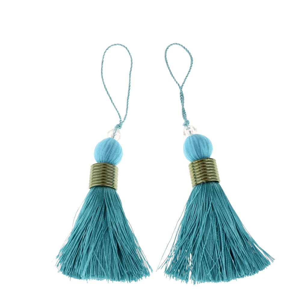 2Pcs Variety Colors Polyester Thread Tassel Charm Pendant Bag Chain Key Decoration Curtain Drapery Tassels Decor