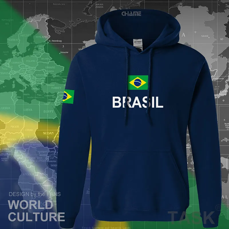 Brasile Brasile FLAG MAPPA-Uomo Felpa con Cappuccio