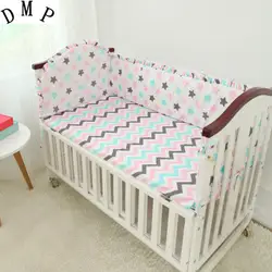 Акция! 5 шт. мультфильм детские кроватки Постельное белье кроватка комплект аппликация Вышивка (4 бампер + лист)