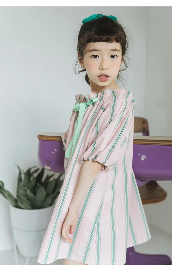 lantern sleeve dot loose kids party dress for girls cotton bow baby dresses clothing girls summer 2018 dress princess clothes (4)