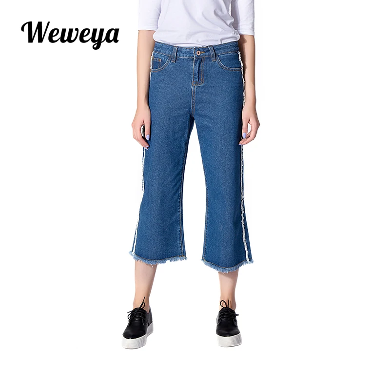 Aliexpress.com : Buy Weweya Jeans Woman Blue Tassel Wide