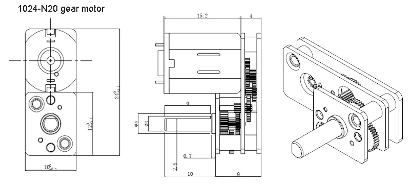 size of micro gear motor