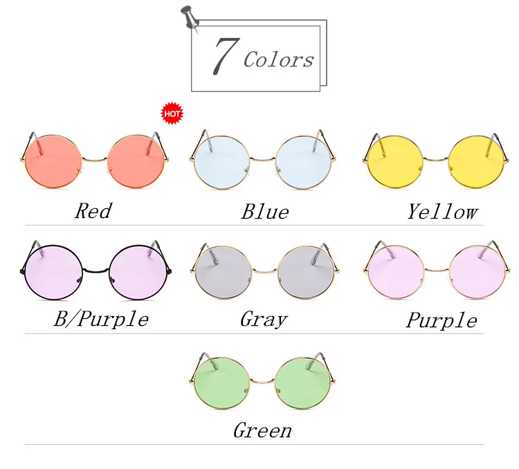 Женские разноцветные Круглые Солнцезащитные очки, Золотая оправа, очки, оттенки хиппи Леннон Оззи, 60s 70 s, Ретро стиль, стимпанк, унисекс, для мужчин