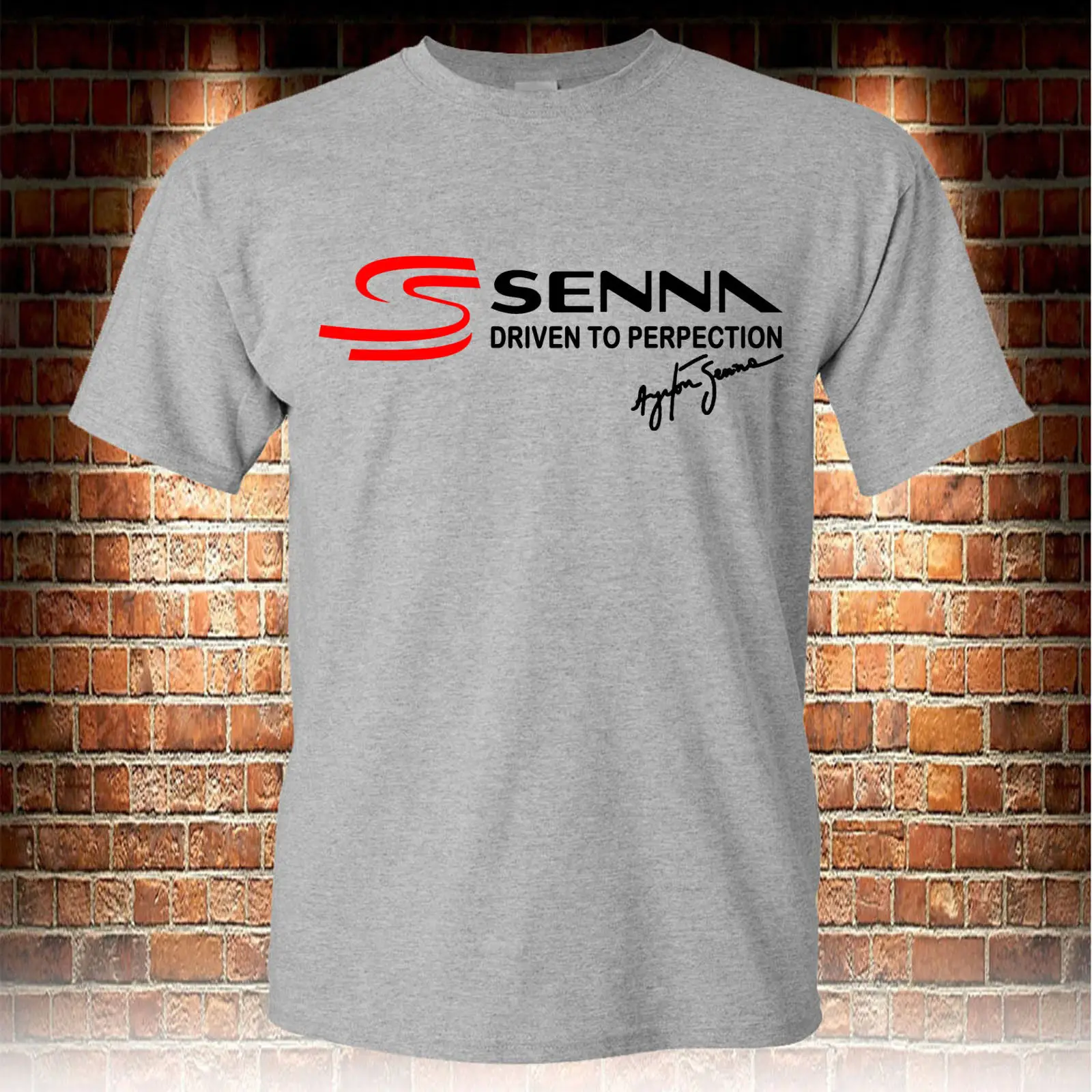 

2018 Fashion Summer Style Ayrton Senna Brazilian Car Racer Legend Men's Grey T Shirt S To 3XL Tee shirt Fashion