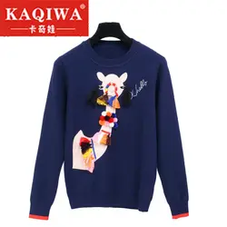 Liva девушка 2018 осень зима трикотажные свитера для женщин кисточкой мяч мультфильм пуловер из верблюжей шерсти вышивка удобные винтажные
