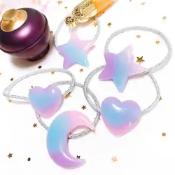 Японский симпатичный шнурок для волос для девочек Необычные градиент конфеты цветной хвост держатель сердце пентаграмма в форме звезды