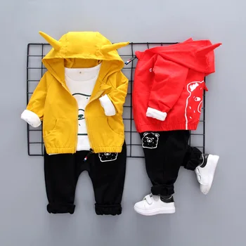 

3PCS WLG boys clothes kids hooded cartoon style jacket white t shirt and pant set baby casual clothes children