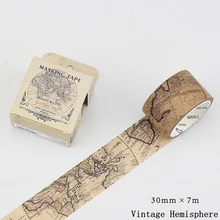 Vintage Hemisphere Map Gothic Age Decoration Scotch Washi Tape DIY Diary Planner Scrapbook Masking Decorative Adhesive Tape