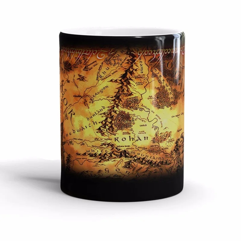 1pcs The Lord Of The Rings Mugs One Ring Figure Map Color Changing Mug Creative Magic Ceramics Milk Juice Cup