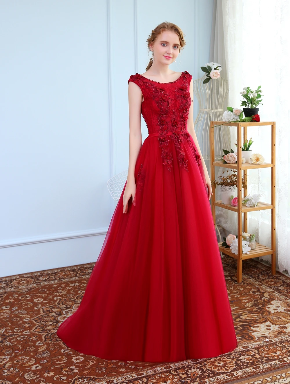 Robe De Soiree SSYFashion, элегантное вечернее платье для банкета, невесты, цвета красного вина, кружевное, с цветами, с бисером, длинное, для вечеринки, выпускного, платья на заказ