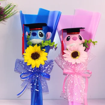 

New Hot sale stitch cat bears plush toys small bouquet gift box creative Valentine's Day birthday graduation gifts