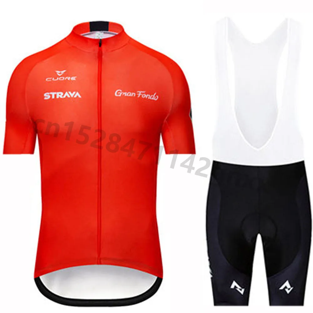 

2019 New STRAVA Red Men Cycling Jersey Pro team Bike bib Short Set Summer breathable Short Sleeve triathlon MTB Bicycle Clothing