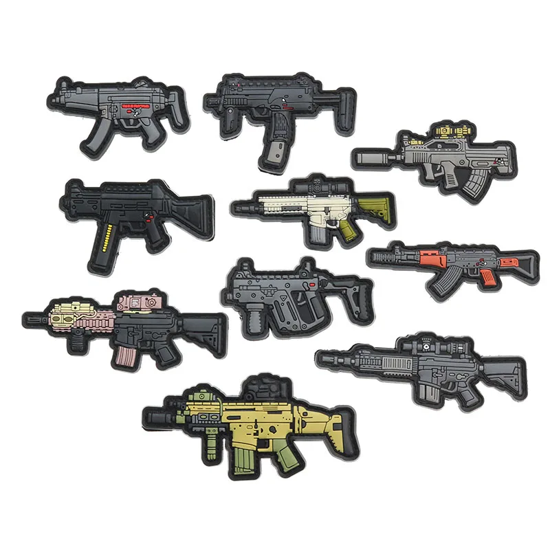 

Pistol-Shaped PVC Rubber Stickers Striped Military Tactical Hand With Epoxy Shoulder Stickers Mark Suit Body Accessories