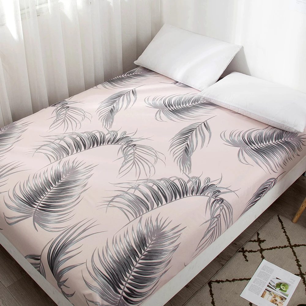 

New Printed Bedding Set Fitted Sheet Mattress Cover Bed Linen With Elastic Band Mattress Protector Pad 100%Polyester King Size
