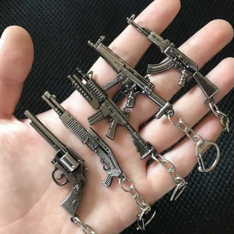 

Simulation Model PUBG Gun Weapons Keychain Keyring AK47 Cool Car M4A1 Jewelry Mini Rifle AWP Key Chains Cover Key for Man