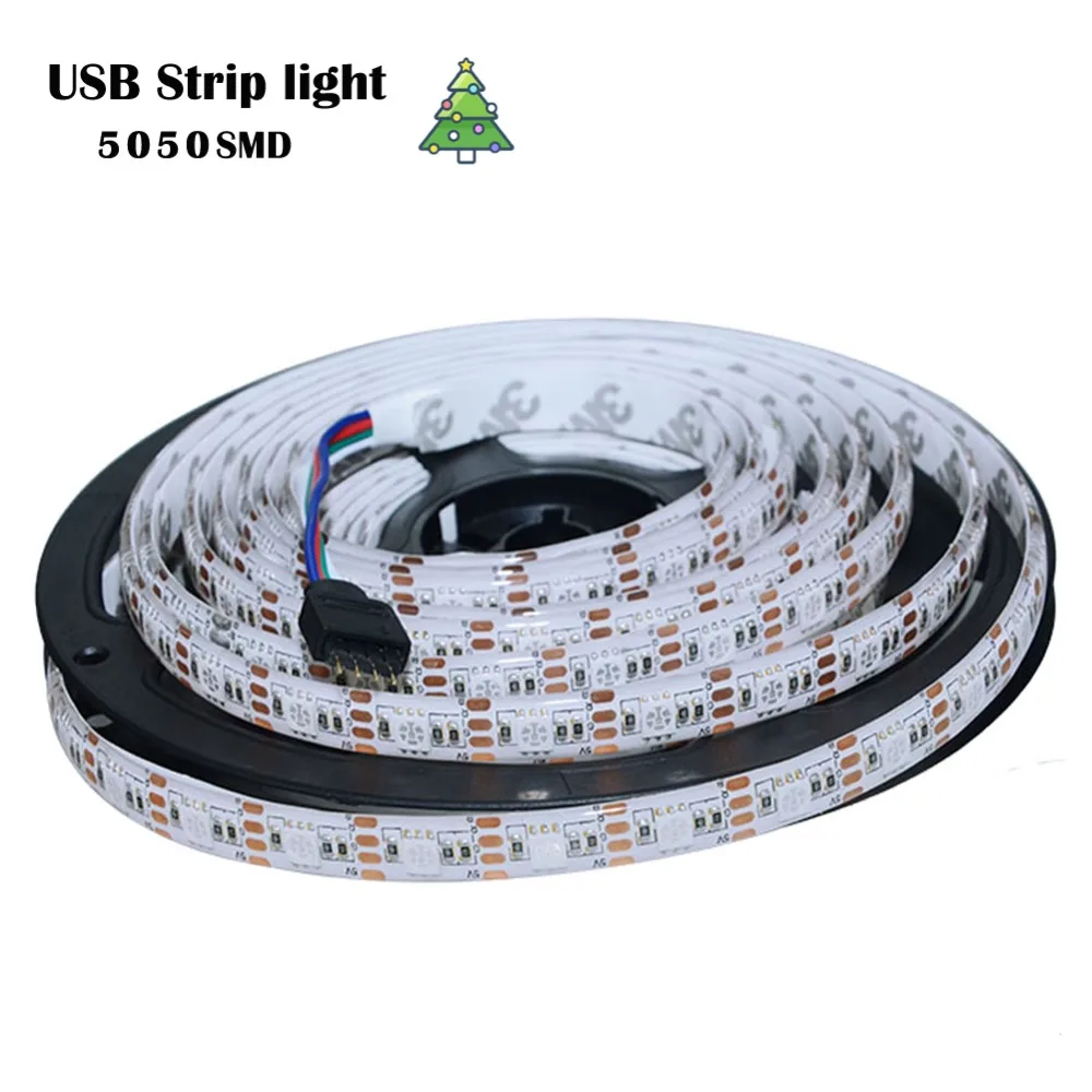 Гибкая светодиодная лента 5 в постоянного тока 5050 SMD USB RGB 50 см 1 2 3 4 м фосветильник