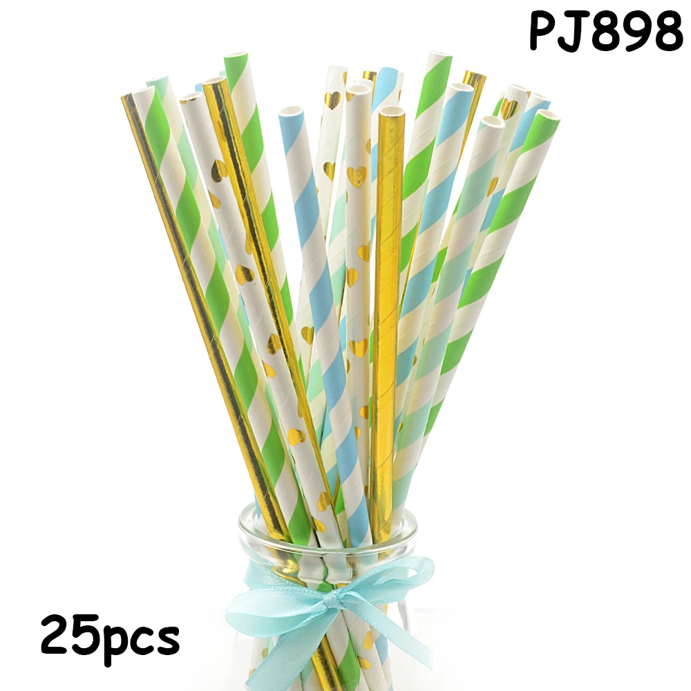25 шт. бумажные соломинки для питья бумажные салфетки вечерние соломинки для дня рождения вечерние украшения для дня рождения - Цвет: PJ898