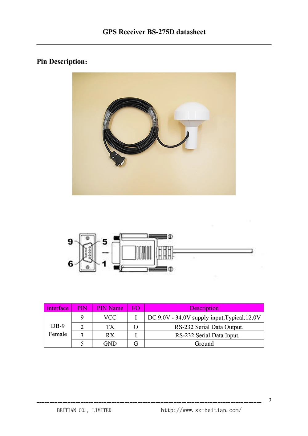 GPS Receiver BS-275D datasheet-3