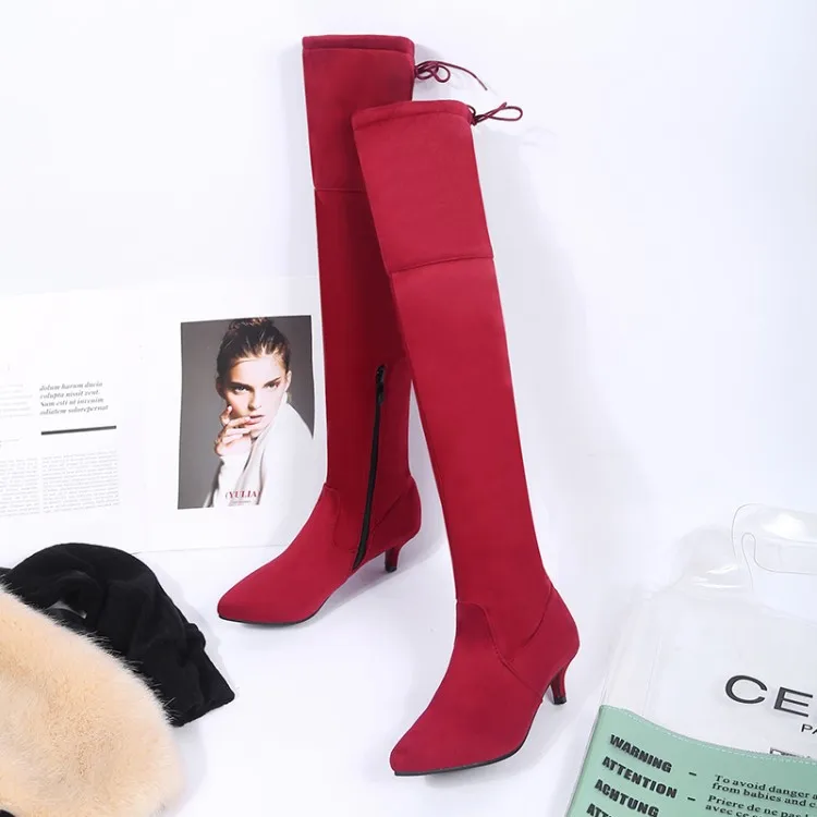 

Big Size 9 10 11-17 thigh high boots knee high boots over the knee boots women ladies boots Rear strap side zipper