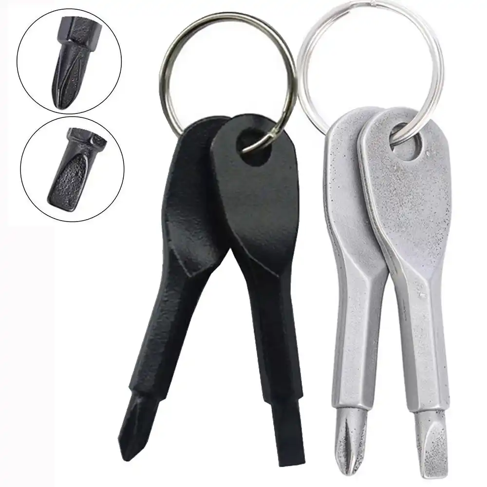 2 Keys Stainless Keychain Pocket Screwdriver Tool Set EDC Outdoor Multifunc/_fr