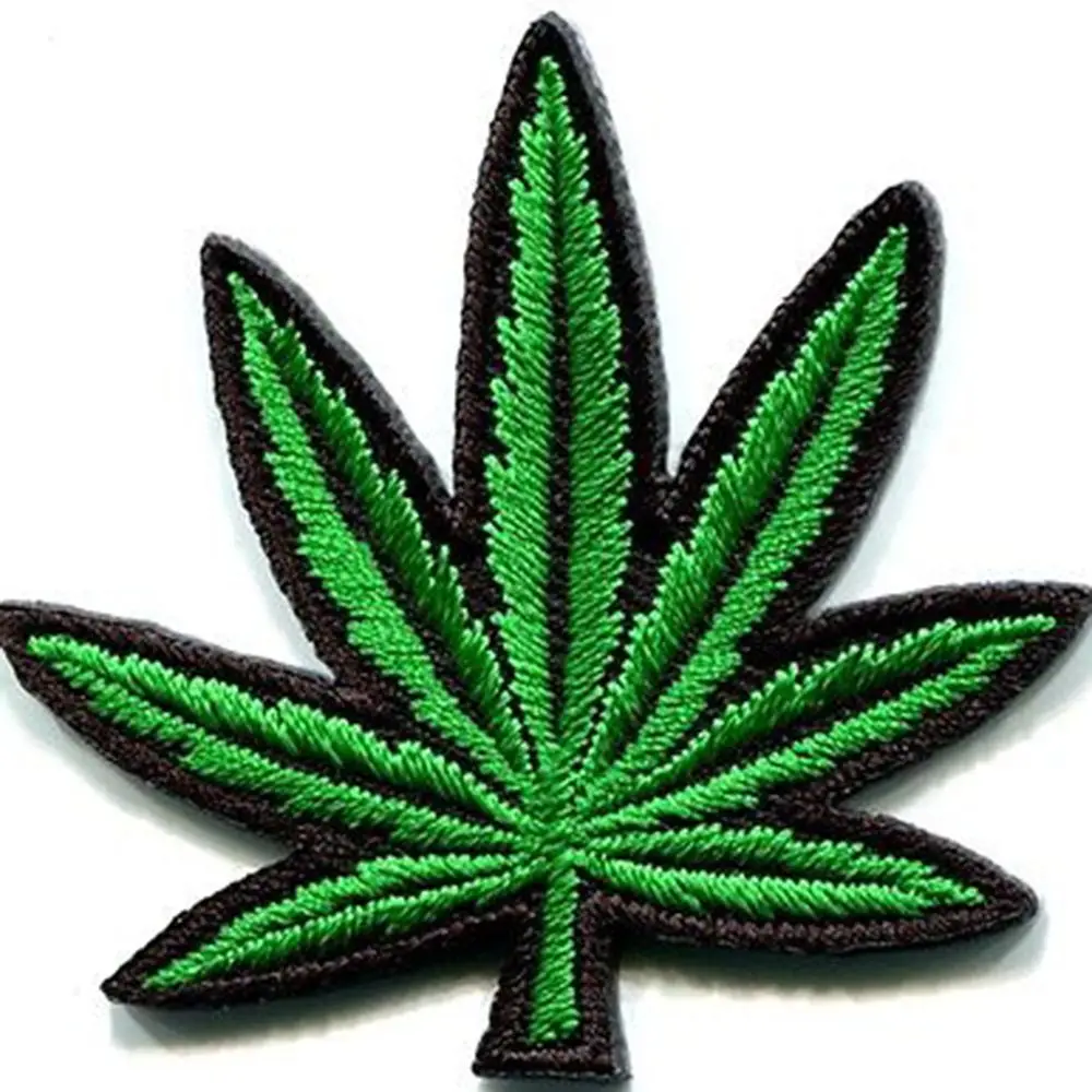 

Pot leaf boho hippie retro weed Embroidered IRON ON/ SEW ON Cool Biker Vest Patch Military Badge embroidery accessories