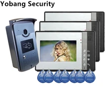 Yobang Security freeship Door Phone Video Intercom RFID Access Camera +3 monitors RFID Access video door Intercom home doorbell