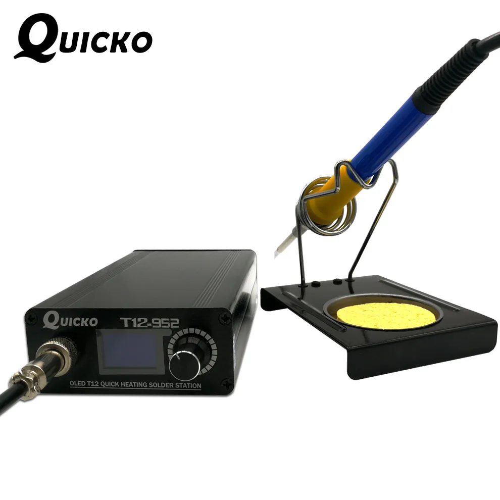 QUICKO Новый OLED T12 Цифровой паяльник регулятор температуры 108 ВТ с европейской