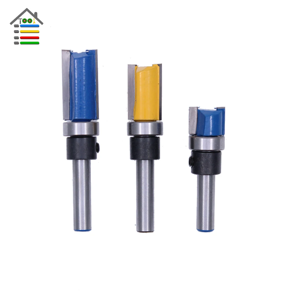 3 Pieces Flush Trim Pattern Template Router Bit Set Tungsten Carbide 1/