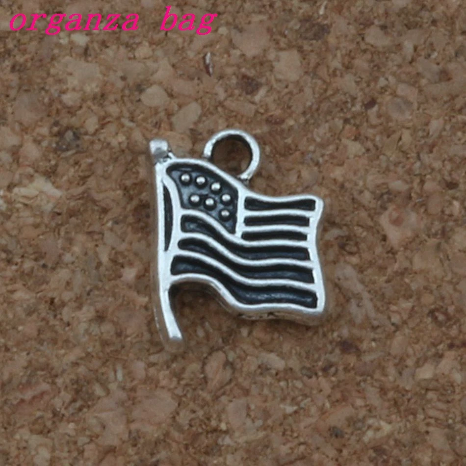 

American flag Charms Pendants 200Pcs/lot 9.5x11.5mm Antique Silver Fashion Jewelry DIY Fit Bracelets Necklace Earrings A-246