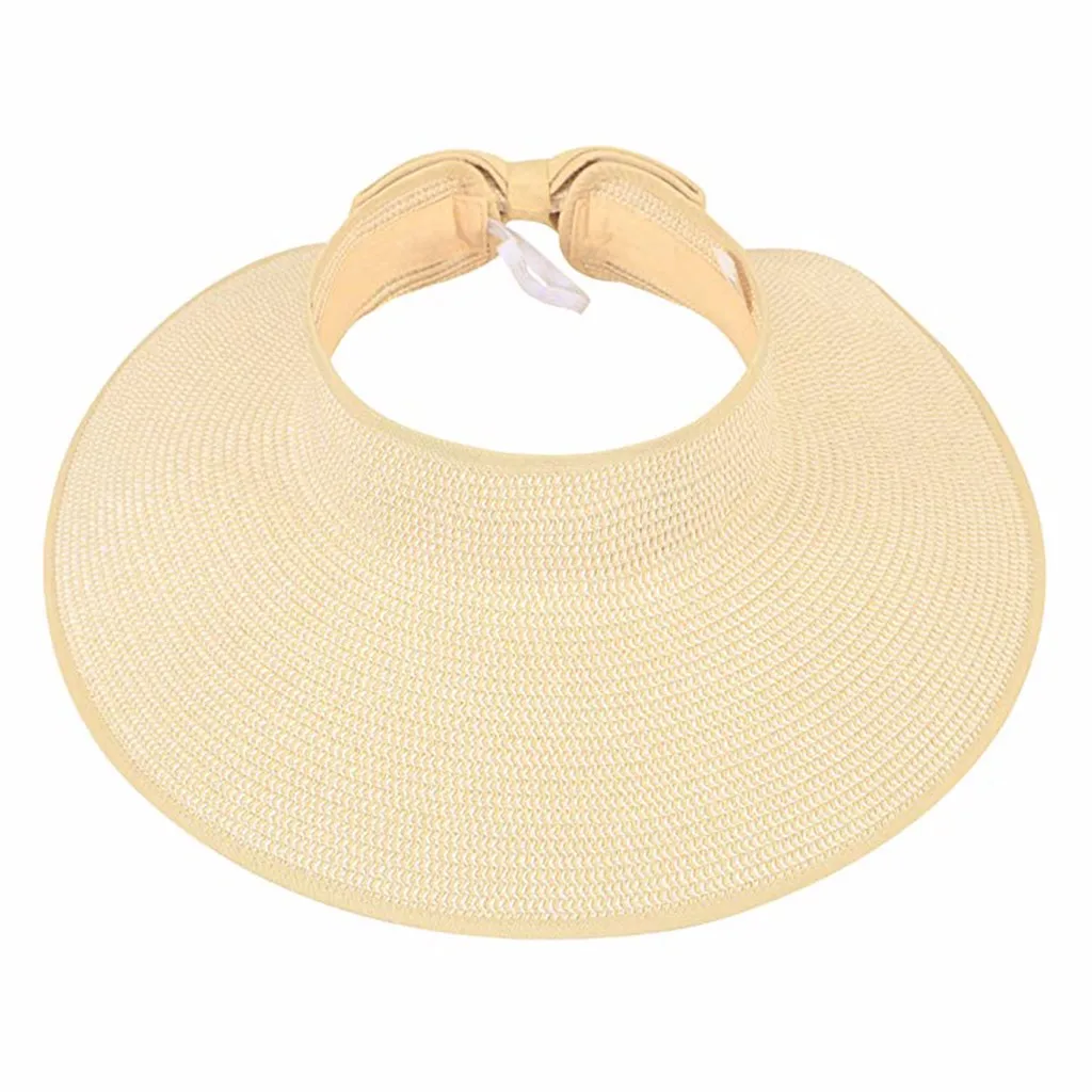 Women Beach Summer Hat Anti-UV Sun Protection Foldable Straw Hats Wide Brim Visor Cap Cover Sombrero Mujer Verano Dropshipping c - Цвет: Серый