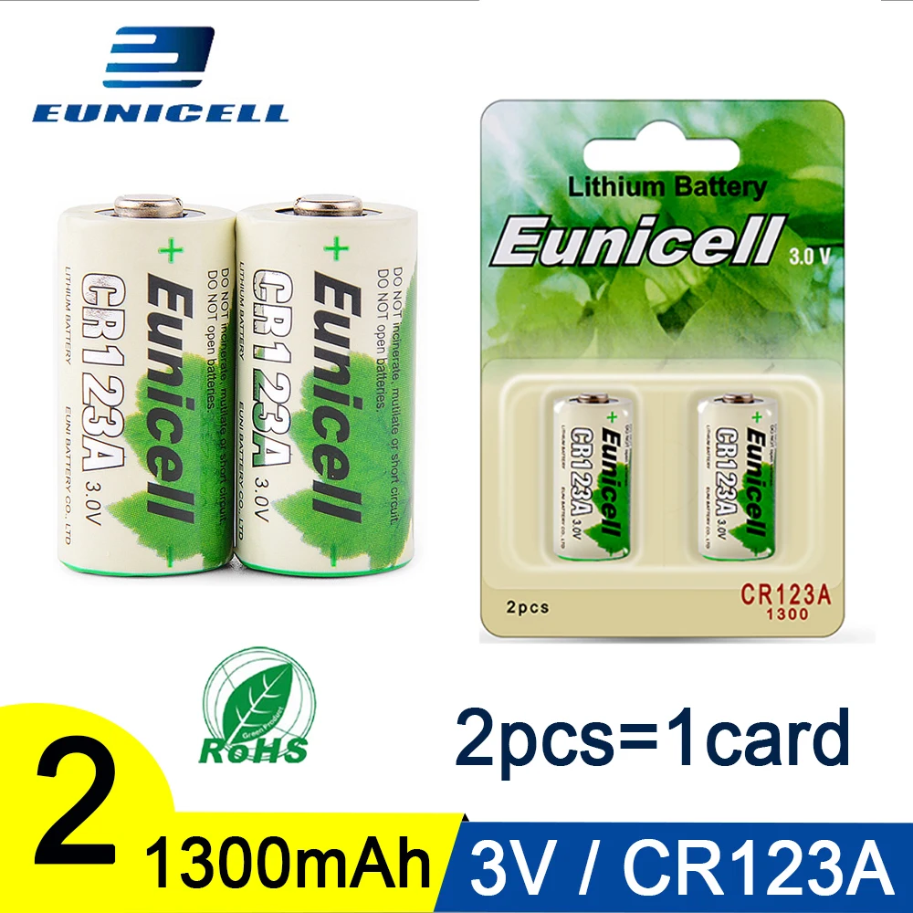 

2PC 3V 1300mAh CR123A Battery CR17345 KL23a VL123A DL123A SF123 16430 For Laser Pen LED Flashlight Cell Lithium Li-ion Batteries