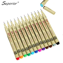 Улучшенный 12 Цвета Наконечник иглы маркеры Fineliner пигмент эскиз ручка Набор для Manga рисунок фломастерами тонкой нарисовать Графический товары для рукоделия