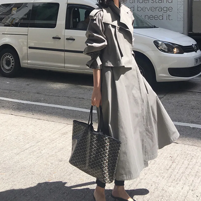 

LANMREM 2018 new autumn and winter fashion women clothes korean stlyes turn-down collar full sleeves spliced windbreaker WC48804